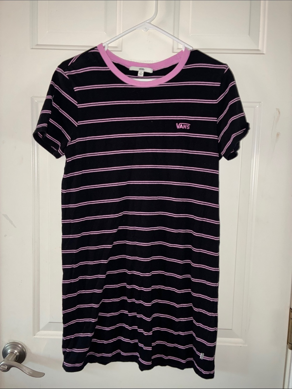Vans Black Tee Dress with Pink Stripes